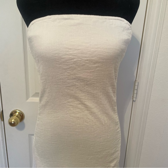 Free People White Strapless Ruffle-Hem Midi Dress - Picture 6 of 8